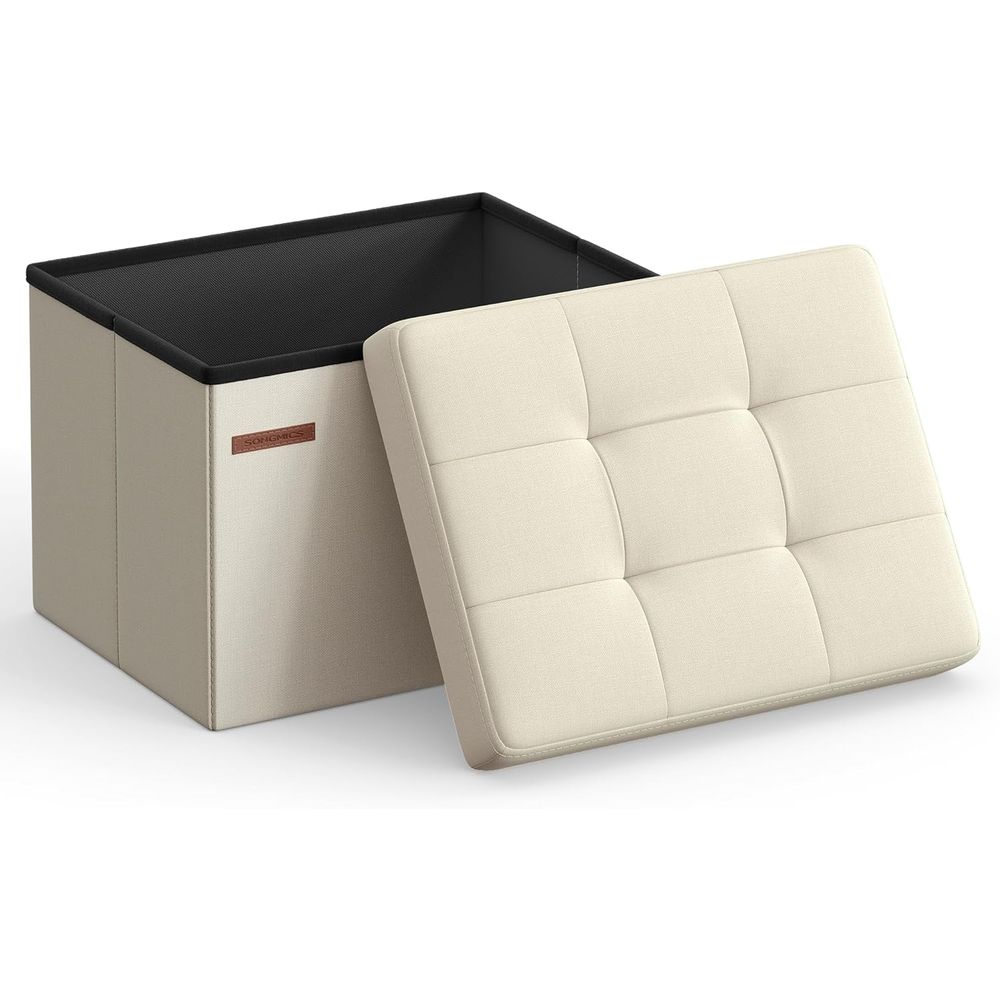 Office Stool - コンパクト収納オットマン、フットレストスツール、12.2 x 16.1 x 12.2インチ、耐荷重286ポンド、リビングルーム、寝室、ホームオフィスに最適