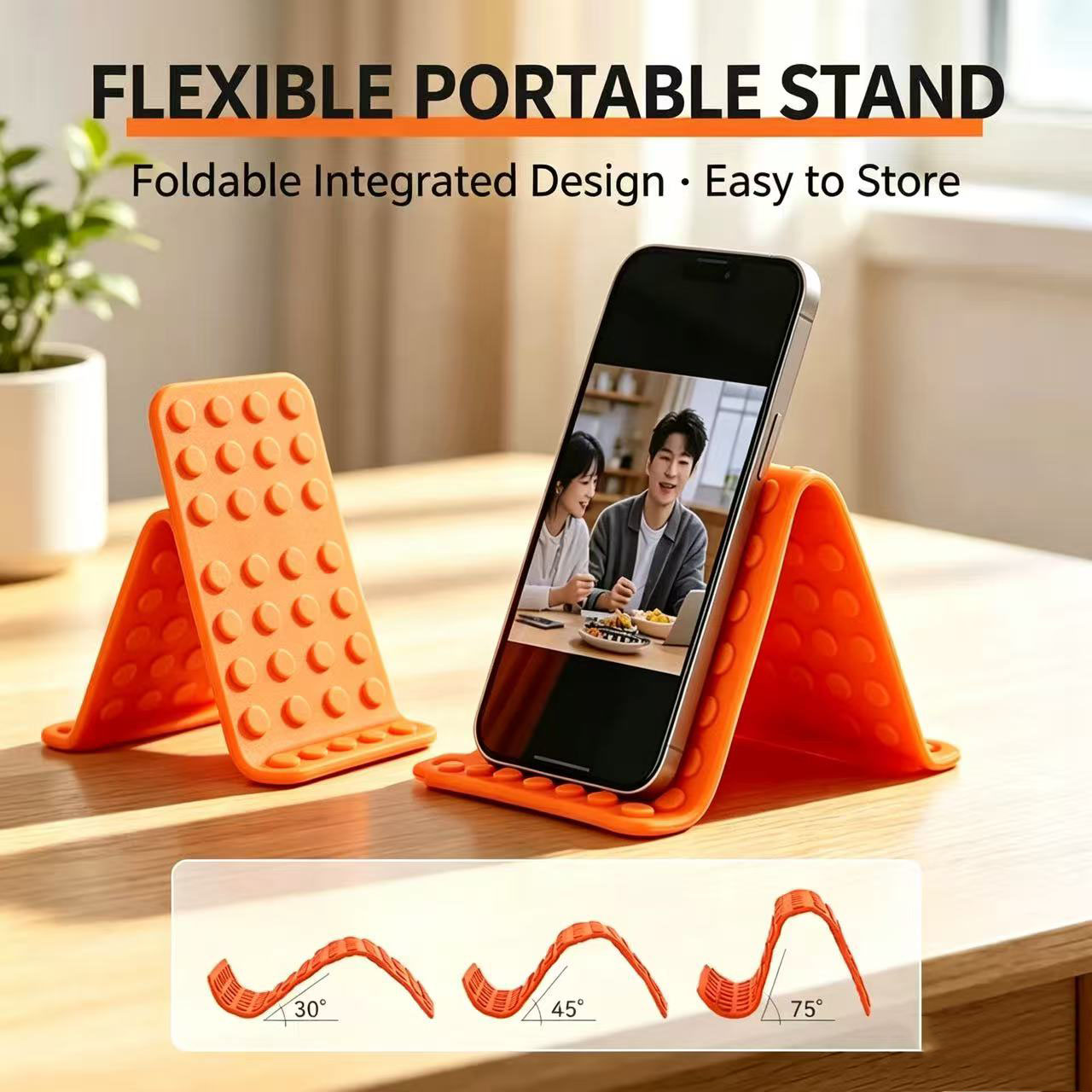 Standing Desk - 携帯用ユニバーサル携帯電話スタンド、角度調整可能なシリコン製デスクトップタブレット・ノートパソコンホルダー、折りたたみ式変形ブラケット（フック付き）