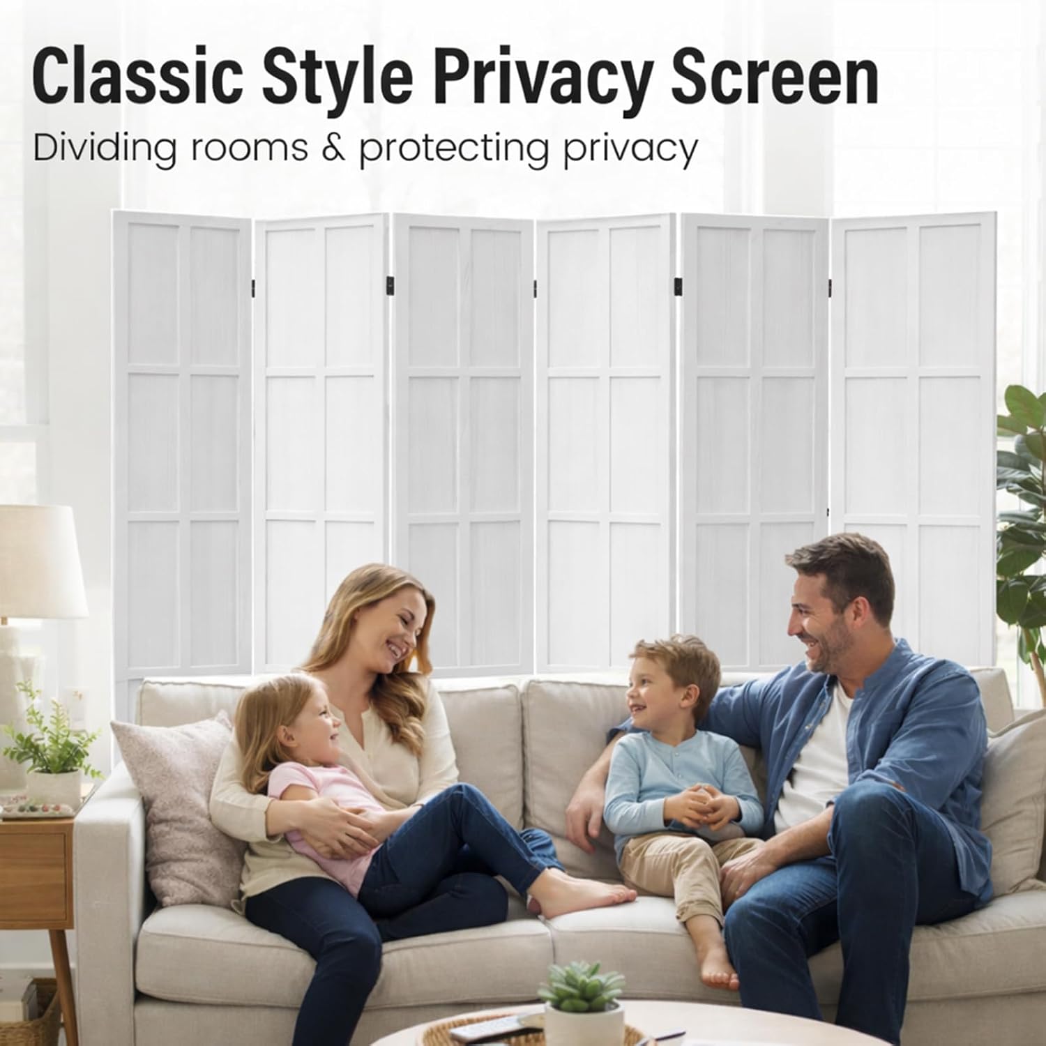 6パネル木製間仕切り・折りたたみ式プライバシースクリーン 6 - Partition Screen Divider のレビューと価格