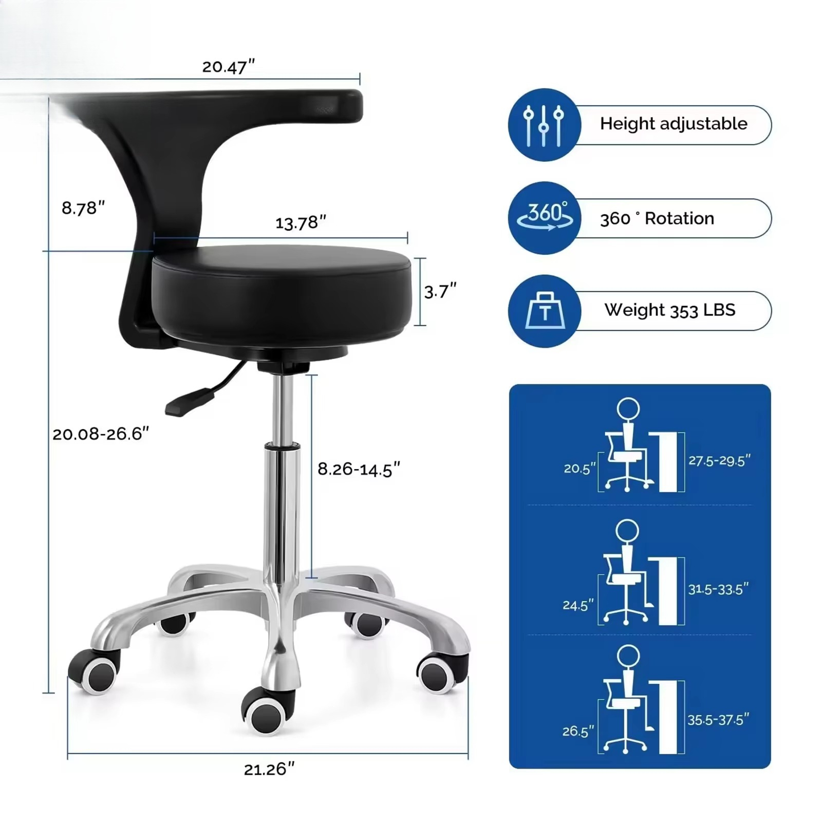 北欧ミニマリスト商業用医療リフトチェア、調節可能なアームレス - Office Stool のレビューと価格