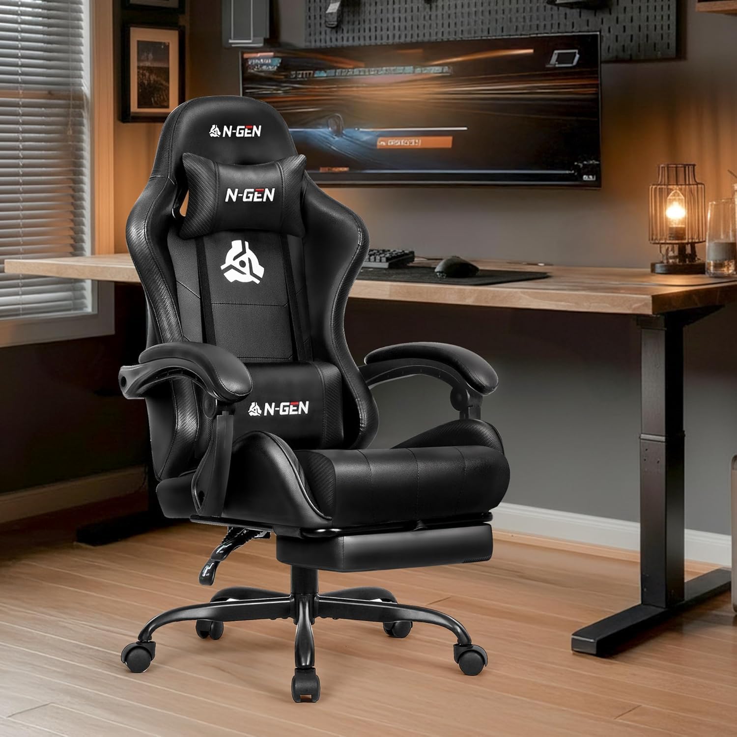 フットレスト付きゲーミングチェア、ランバーサポート、ホームオ - Office Chair のレビューと価格