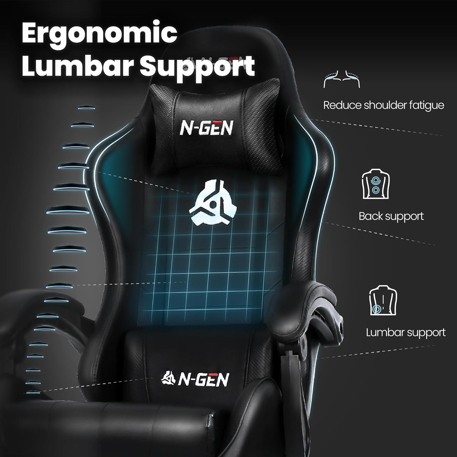フットレスト付きゲーミングチェア、ランバーサポート、ホームオ - Office Chair のレビューと価格