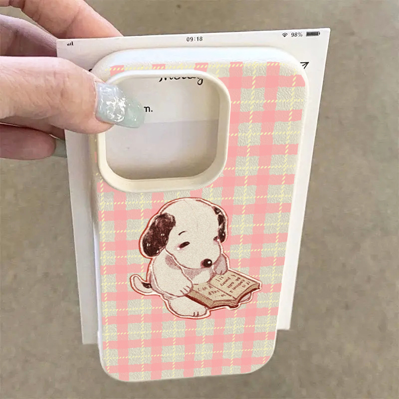 かわいいヴィンテージブック犬ライチ柄スマホケース Samsu - Bookshelf のレビューと価格
