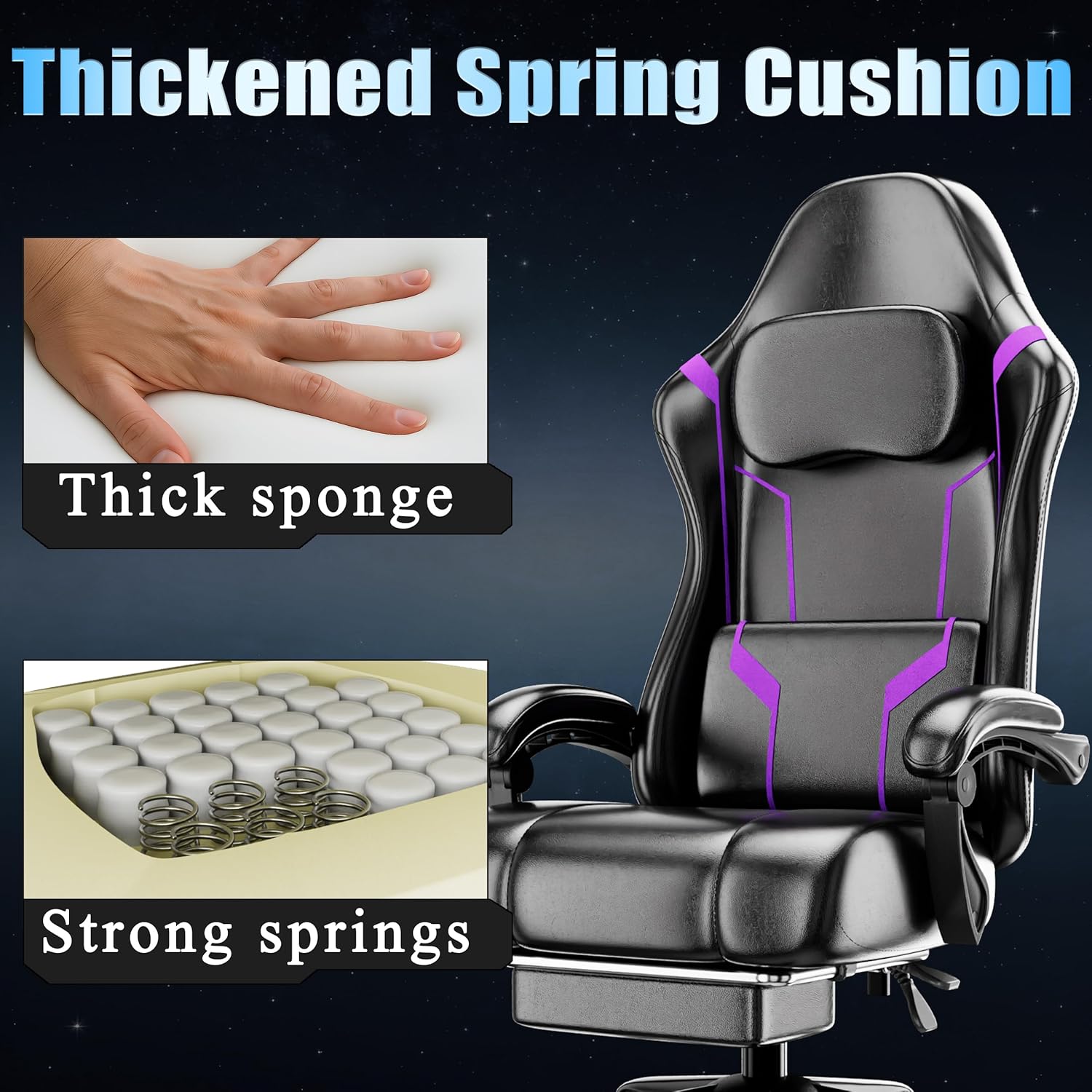 ポケットスプリングクッションとフットレスト付き人間工学に基づ - Office Chair Cushion のレビューと価格