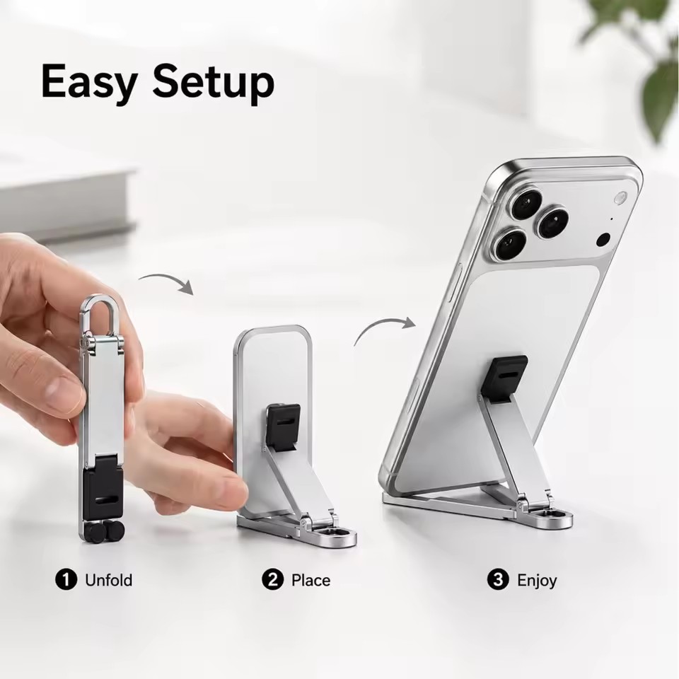 ミニキーチェーン折りたたみ式携帯電話背面クリップスタンド、ポ - Standing Desk のレビューと価格
